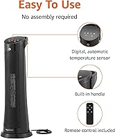 Vista 3 de Yaxa Basics 28-Inch Oscillating Tower Heater With Overheat and Tip-Over Protection, Fast Heating, 2 Heat Settings, Fan Mode, Timer, Remote
