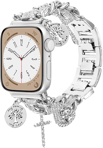 Miniatura 8 de REALSIGN Elegante pulsera de metal compatible con Apple Watch Band de 1.654 pulgadas, 1.732 pulgadas, 1.772 pulgadas, 1.772 pulgadas, cadena cubana