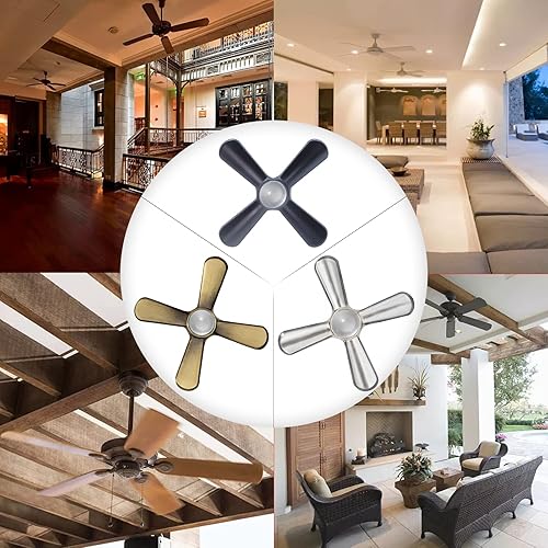 Miniatura 6 de Juego de cadena de ventilador de techo plateado, 2 unidades de extensión colgante fluorescente con cuentas fluorescentes de 0.118 in de diámetro,