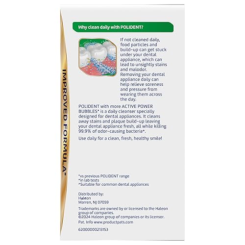 Miniatura 12 de Polident Tabletas limpiadoras antibacterianas para blanquear durante la noche, 90 unidades