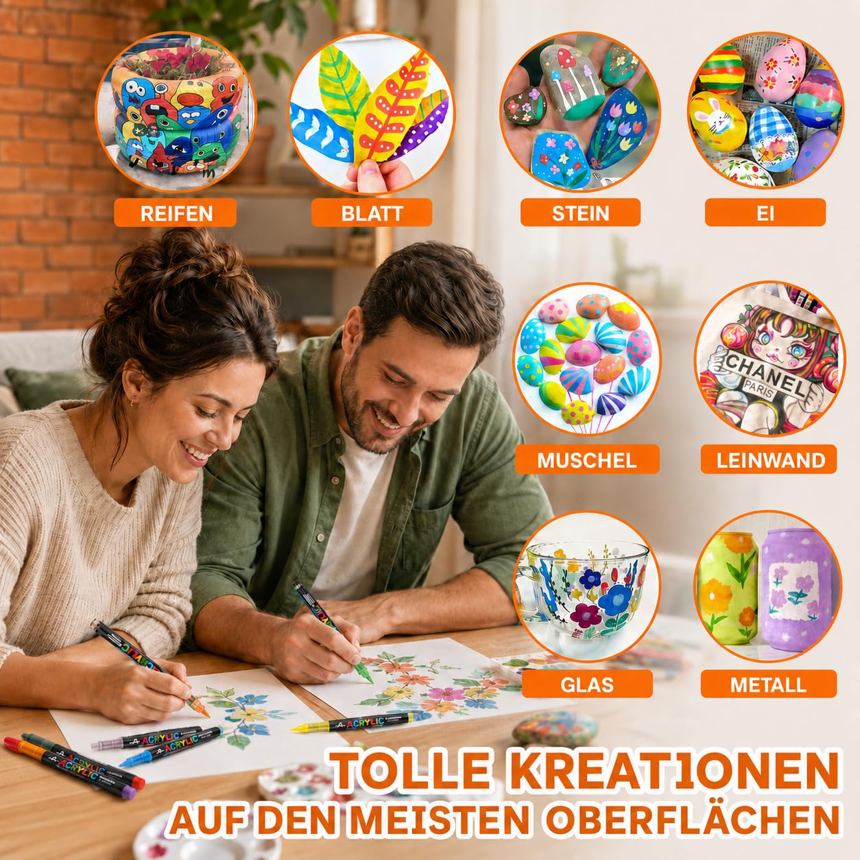 120 Farben Acrylstifte für Steine Wasserfest,0.1~0.5mm Acrylstifte Wasserfest für Glas, Holz, Keramik, Leinwand, Acrylic Marker Set für Ostern und Weihnachten