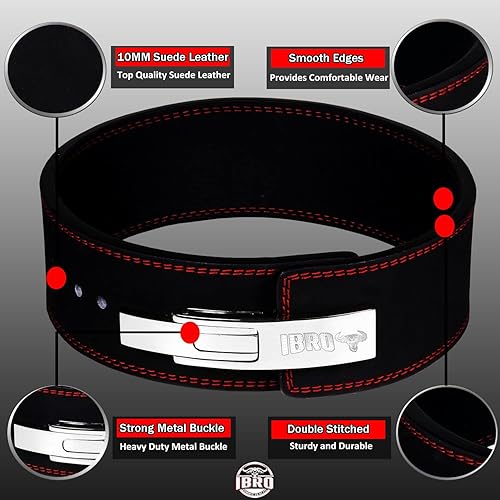 Miniatura 2 de IBRO Cinturón de gimnasio con palanca de levantamiento de pesas Potencia de 0.315 in, 0.394 in o 0.512 in Cinturones de cuero genuino de alta
