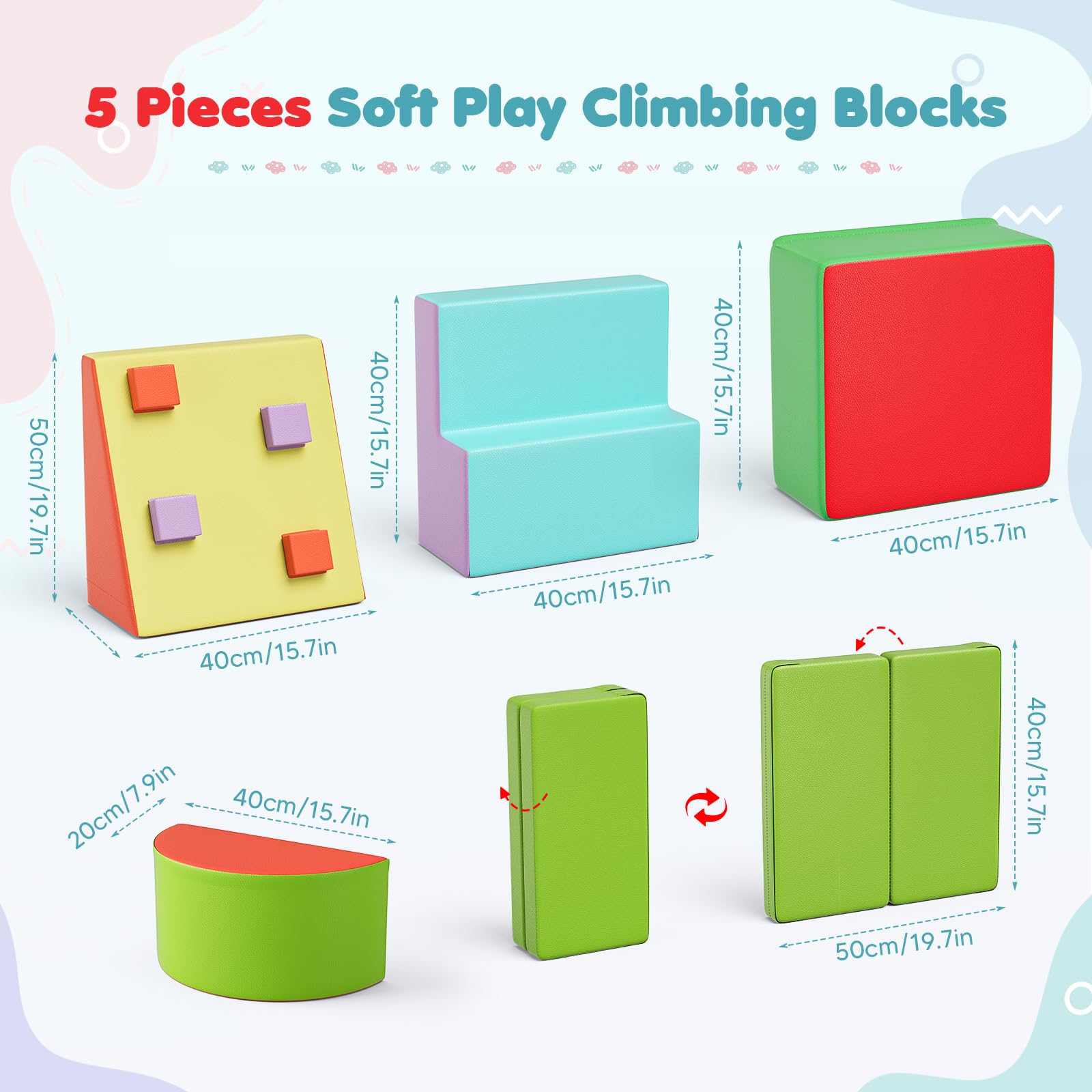 Bloques de construcción de espuma suave no tóxica para bebés, bloques de construcción blandos para interiores, bloques de construcción grandes, juguetes Montessori y túnel plegables para niños de 1 a