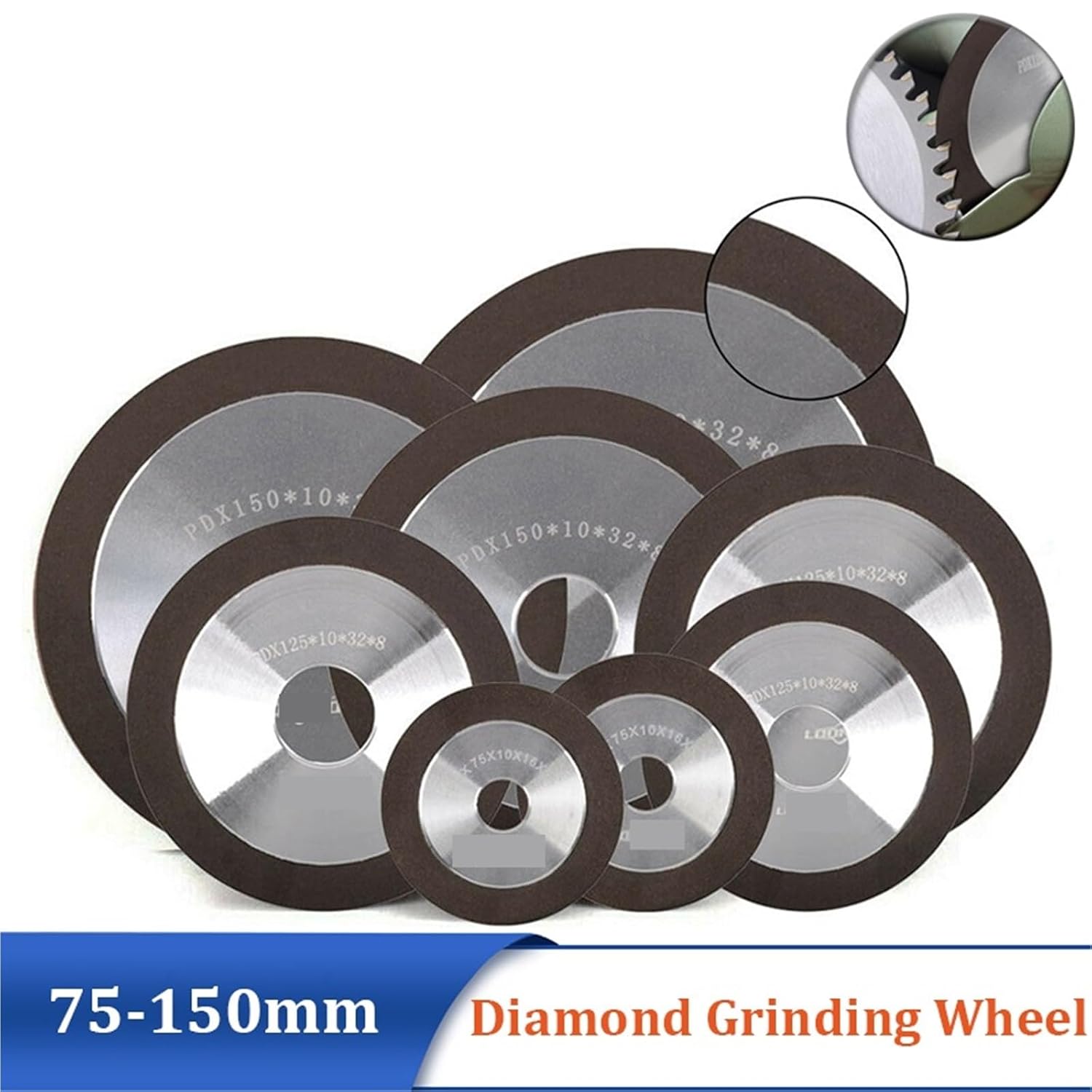 Diamond Grinding Disc, Sharpening Wheel for Tungsten Steel Milling Tool Carbide Metal 75mm~150mm 1PCS(320,Black 150x32x8x10mm)