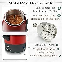 Vista 2 de Moss & Stone Percoladora de café eléctrica, cuerpo rojo con tapa de acero inoxidable, cafetera eléctrica percoladora, cafetera roja para campamento