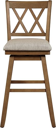 Miniatura 37 de Home Brookline - Taburete giratorio de bar con mecanismo giratorio de 360°, taburetes rústicos de granja para encimera de cocina con cojín, altura