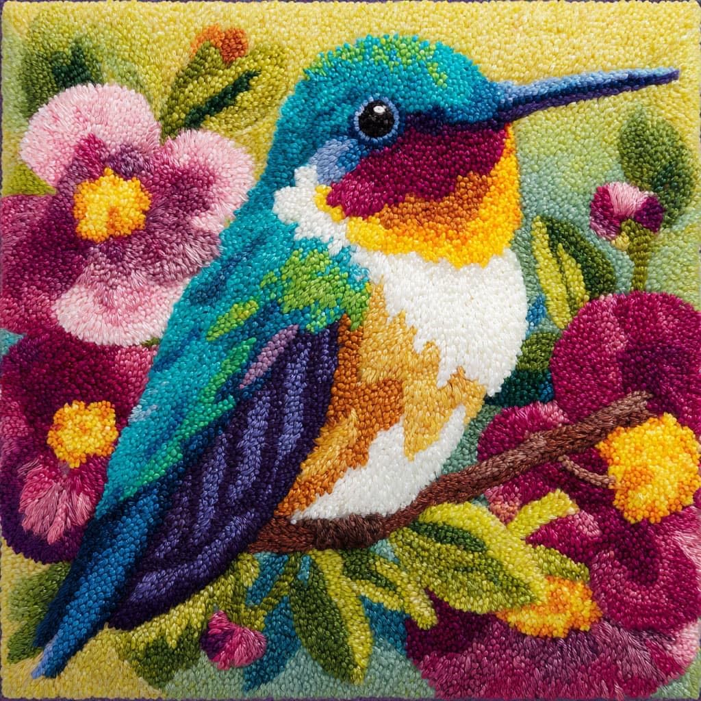 Henypt Latch Hook Kits-C Diy Latch Hook Pillow Kits Flowers And Birds