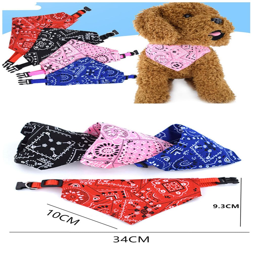 Bandana Triangolare Regolabile per Cani e Gatti, Lavabile, 34x9.3 cm, Titanio, Rosso, Blu, Nero, Rosa