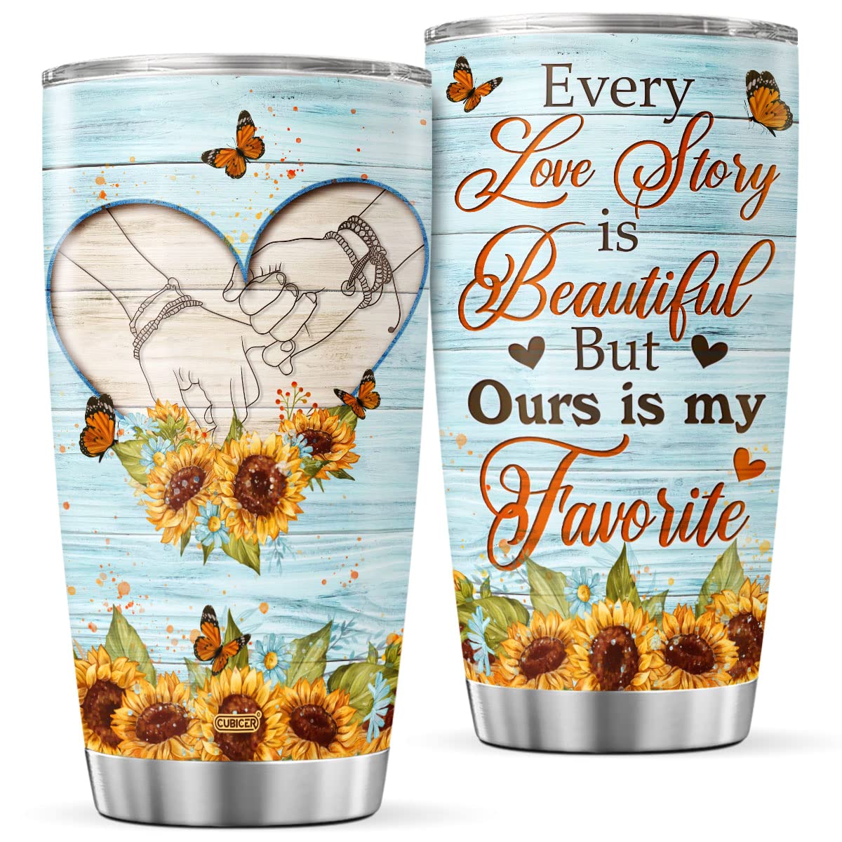 CUBICER Couples Coffee Tumbler Floral Travel Mug With Lid Birthday Gifts For Women Her Wife Girlfriends Adults Flowers Insulated Cup Cold Steel Tumblers Bulk Inspirational Saying Quotes