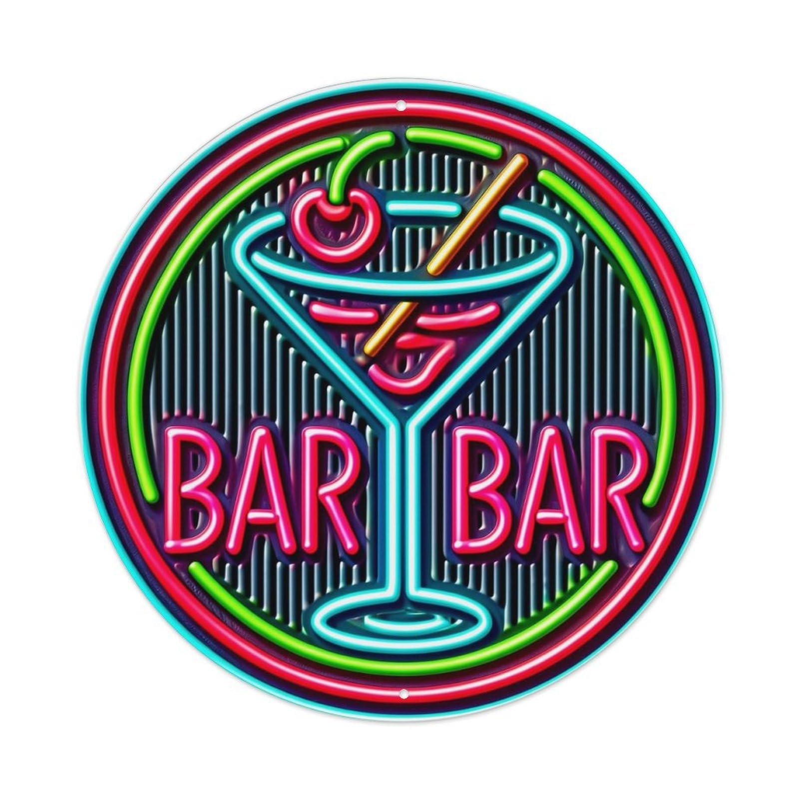 Jdyansheng Vintage Neon Cocktail Bar Sign Design Tin Sign Metal Poster Metal Signs For Home Man Cave Bar Cafe Kitchen Laundry Room Wall Decorations 8X8 Inches