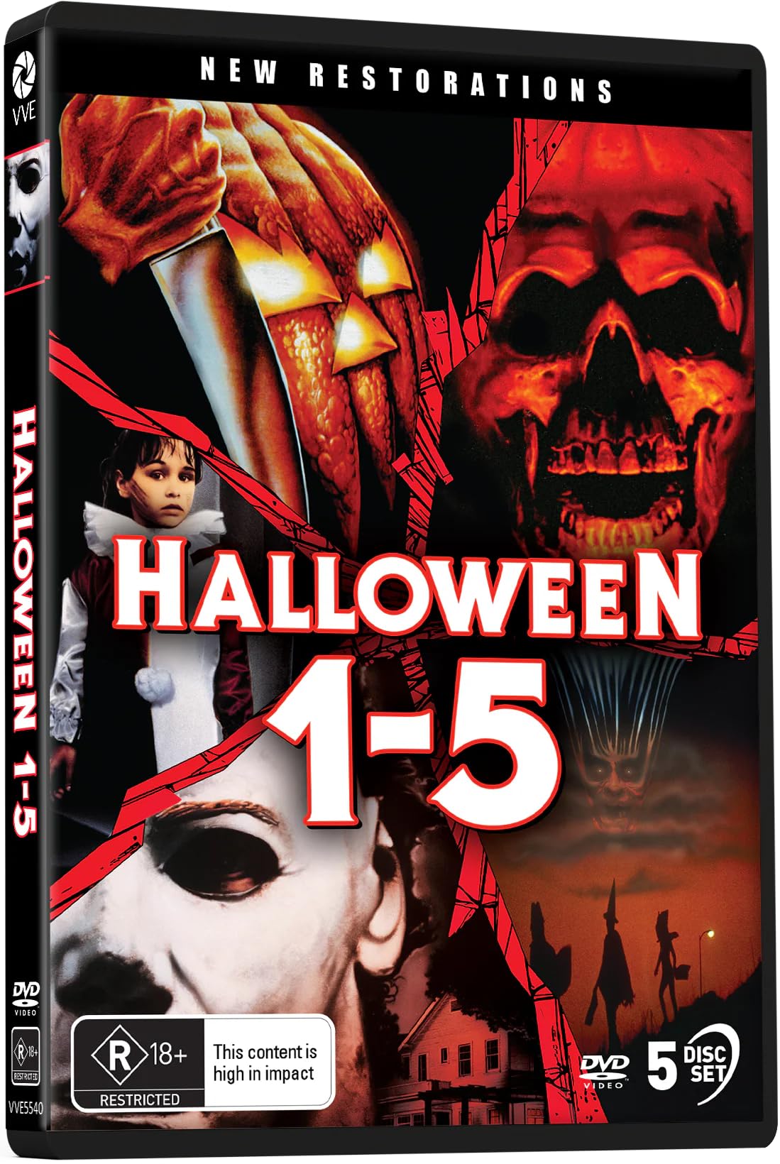 Halloween I - V (1978 - 1989) - New Restorations (5DVD) | Collection de 5 films, ère 1978-1989, nouvelles restaurations, série d'horreur classique