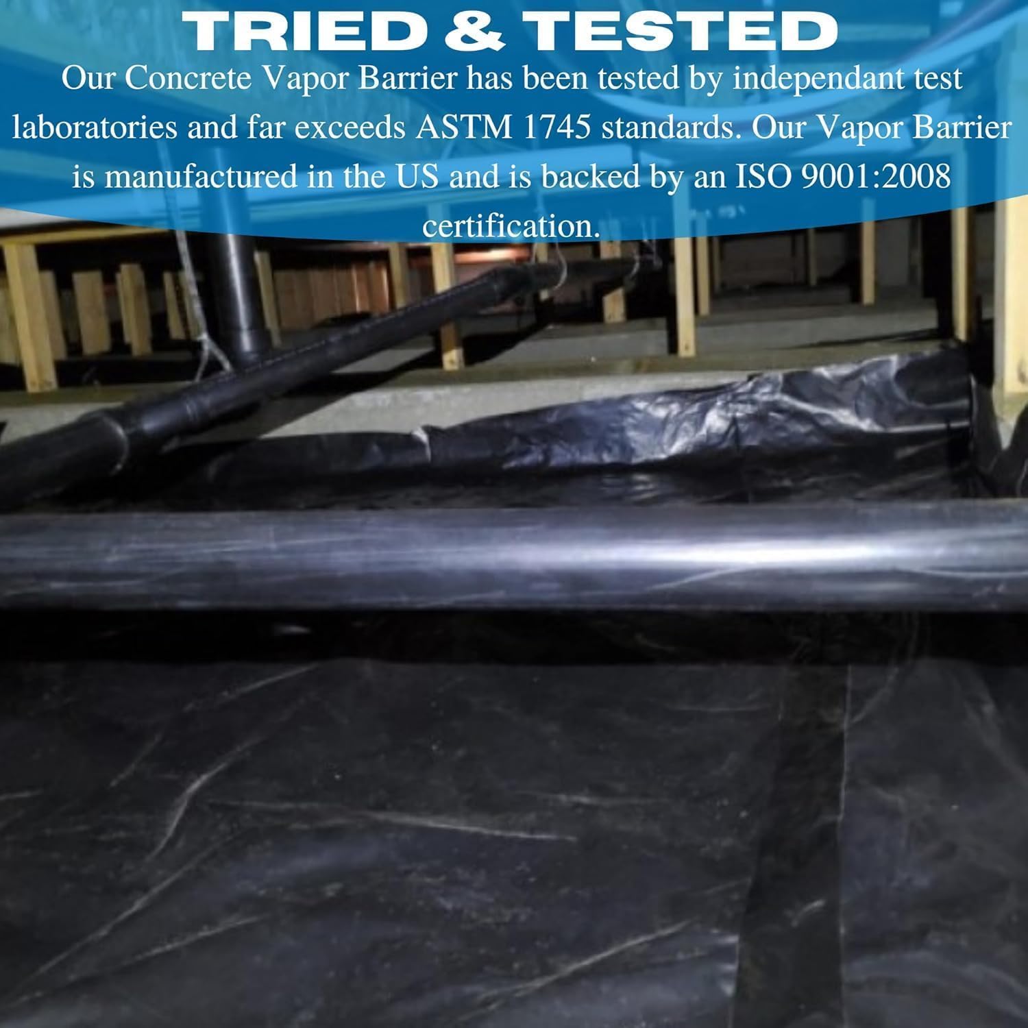 Vapor Barrier Supply - Black/White Plastic Sheeting - 20 mil - Dura Smooth, Thick Plastic Sheeting, Drop Cloth, Vapor Barrier Covering for Crawl Space, Low Density Polyethylene (12' x 20'), VBSDS20