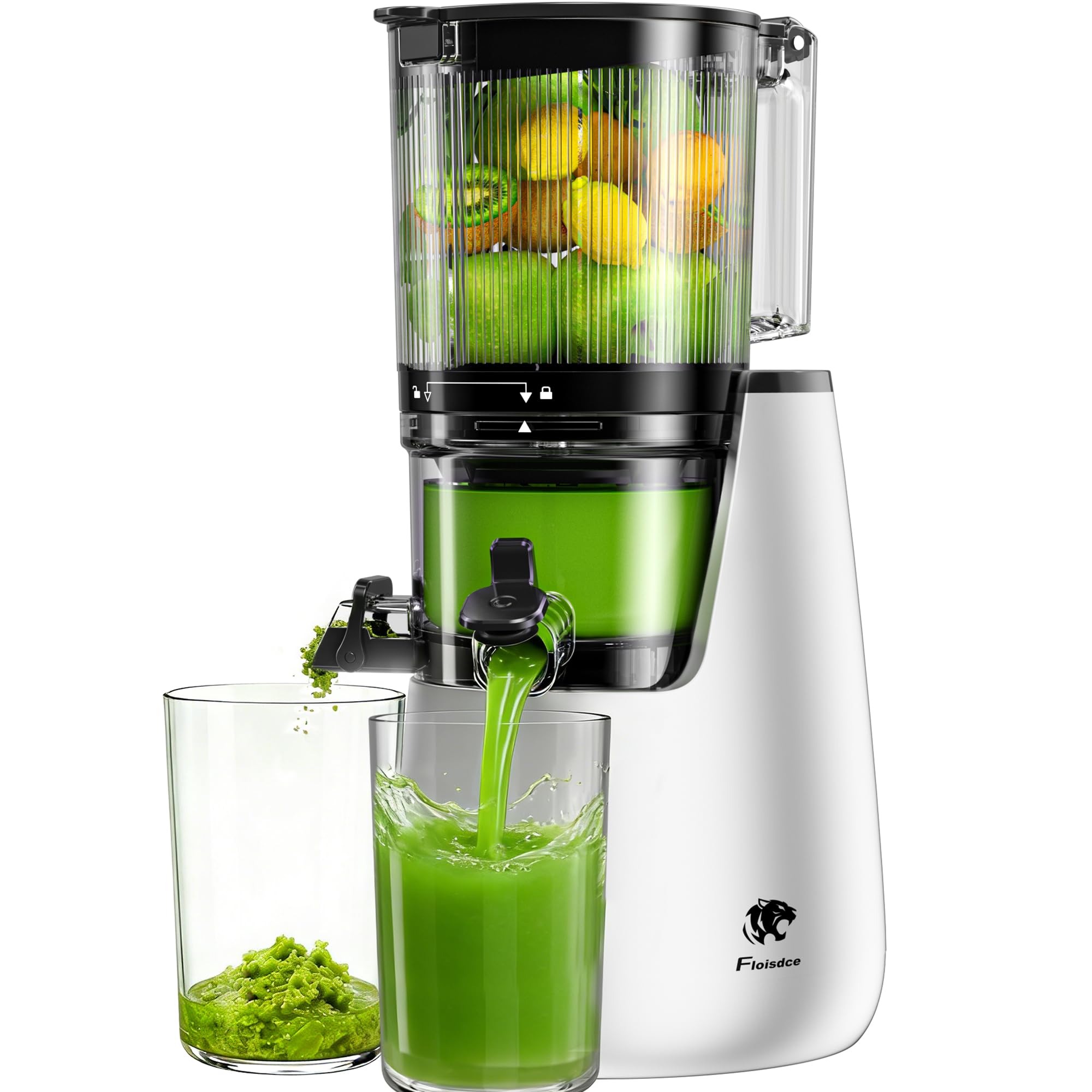 Cold Press Juicer 6 Extra Wide Feed Chute Slow Masticating Juicer Machine Powerful AC Brushless Motor Self Precut