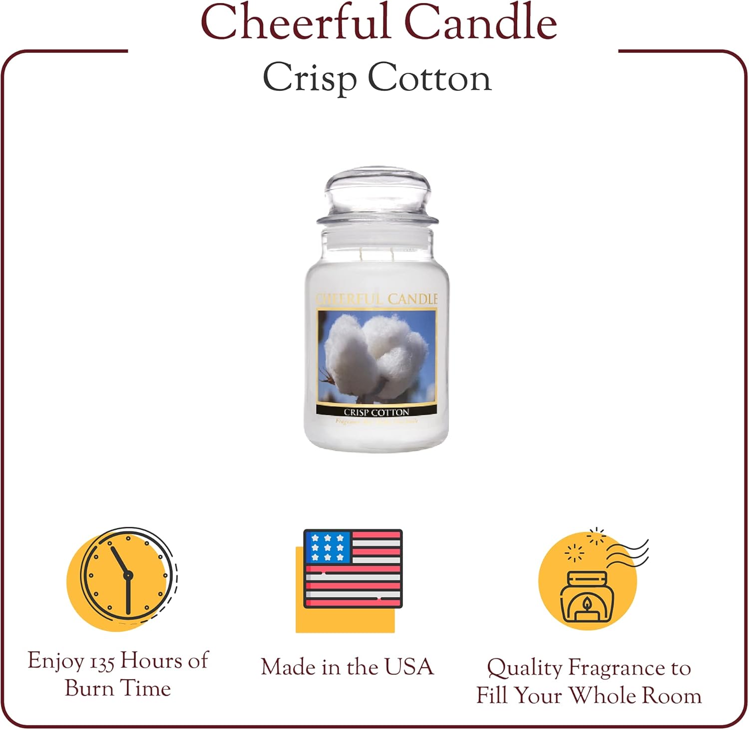 A Cheerful Giver - Crisp Cotton - 24oz Scented Candle Jar - Cheerful Candle -135 Hours of Burn Time, Candles Gifts for Women - Image 4