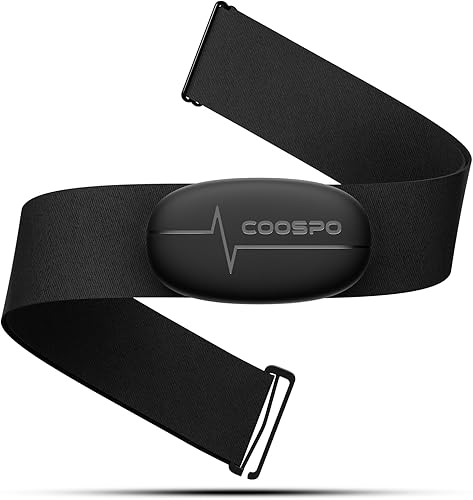 COOSPO Correa de pecho para monitor de frecuencia cardíaca, Bluetooth ANT+, sensor de pecho con batería de 400 horas, HRM funciona con StravaWahoo