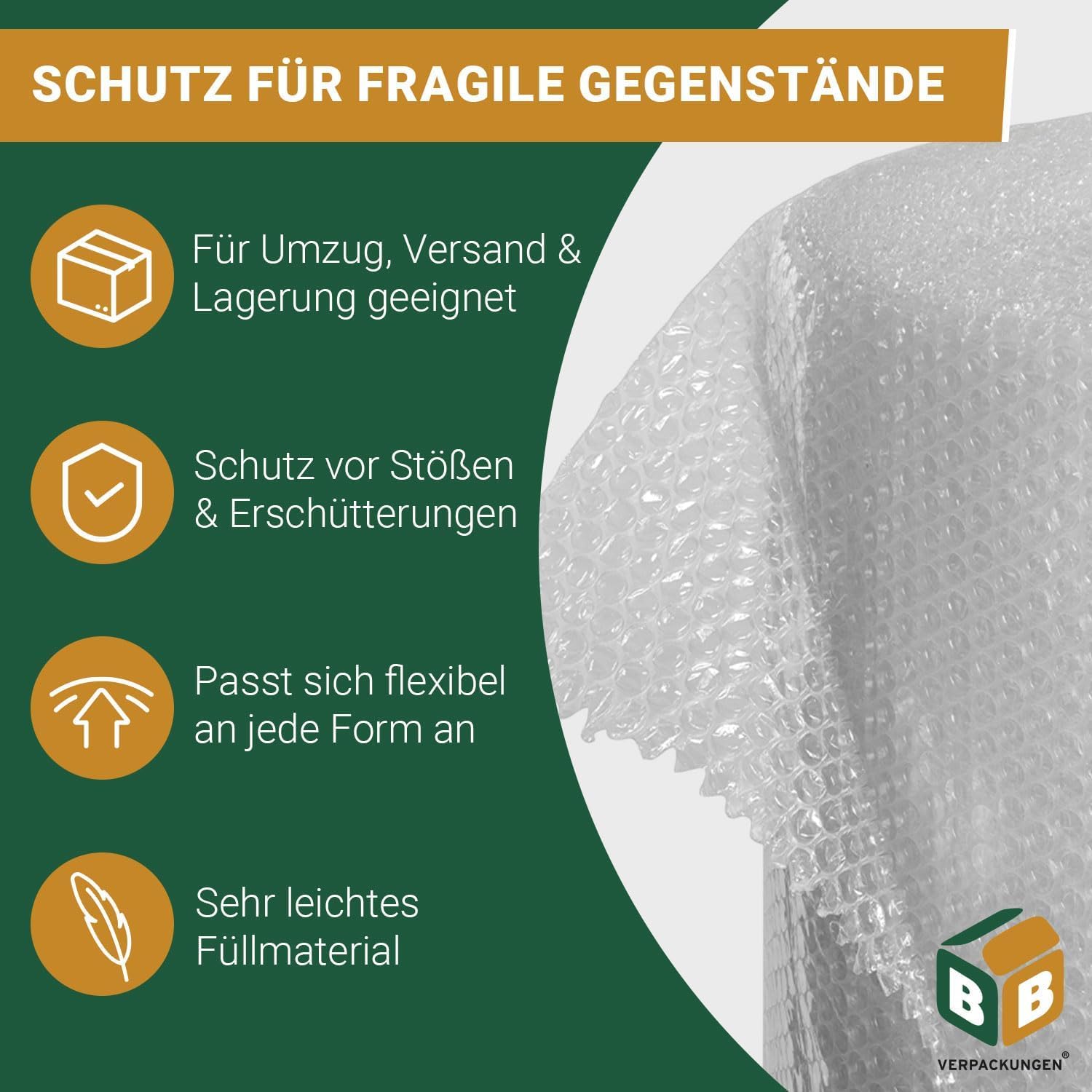 BB-Verpackungen Lot de 9 rouleaux de papier bulle professionnel 0,4 x 10 m - 2 couches (9 rouleaux) - 60 microns d'épaisseur, extrêmement robuste, très léger, 100 % recyclable