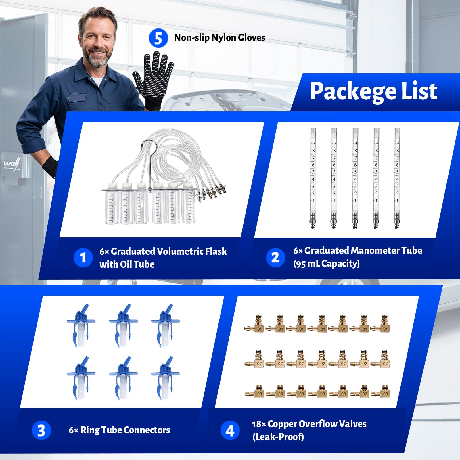 Kit di Misura del Ritorno Iniettori Diesel 6 Cilindri