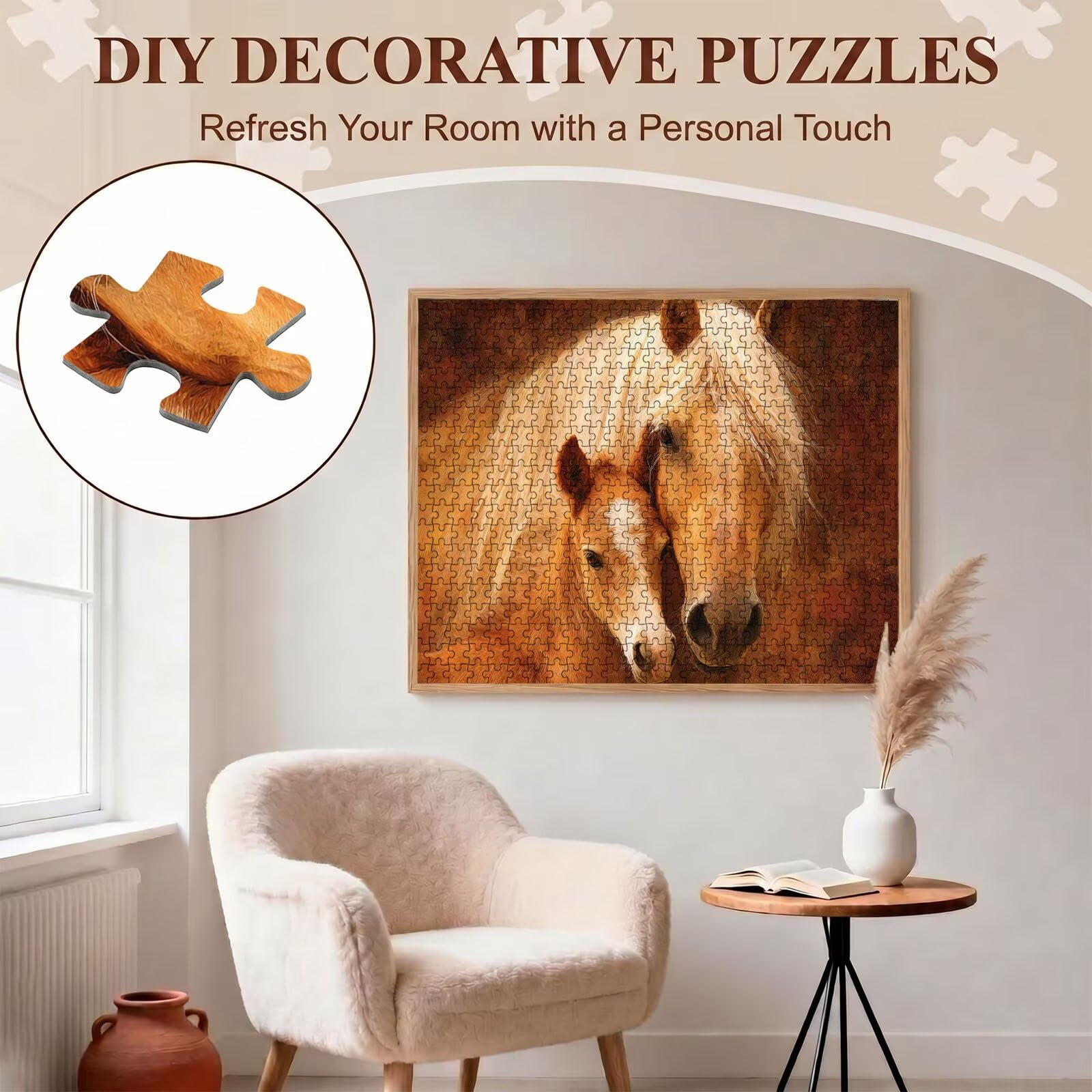 Puzzle 5000 Pezzi Classici, Puzzle Carino cavallo 156 x 105 cm, Gioco Educativo e Antistress in Legno con Poster Incluso, Ttività DIY per Famiglia, Regalo per Appassionati, Decor Parete Casa, f0-567