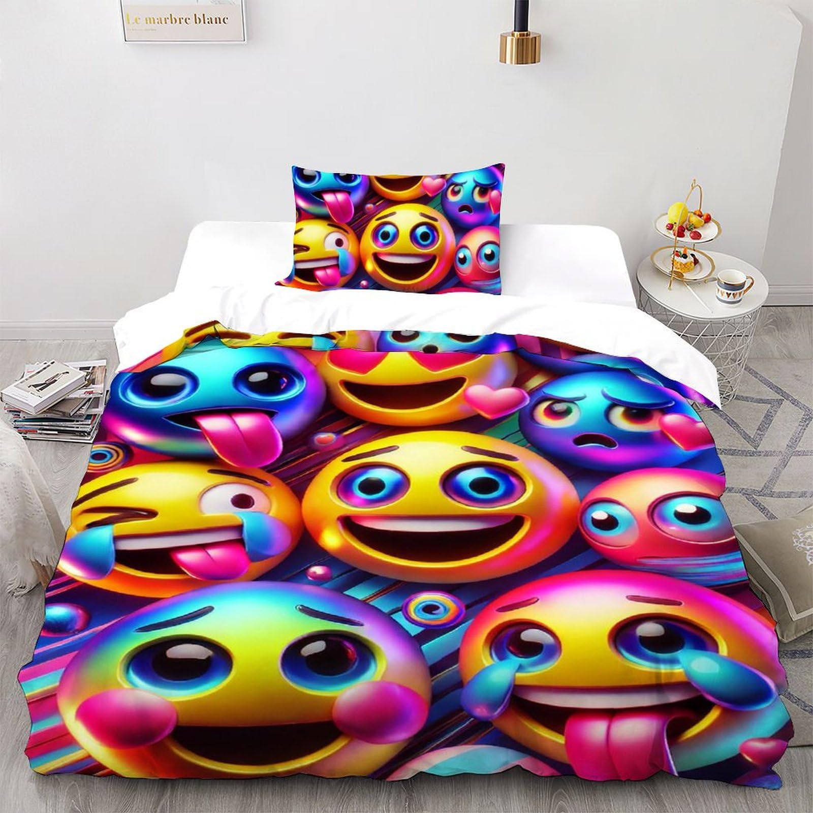 Set de deux pièces luxe léger en coton pour lit simple enfant motif expression 135x200