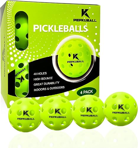 Miniatura 11 de Bolas de pickleball para interiores: 4 unidades, 8 unidades, 12 unidades | 40 hoyos para exteriores Pickleball, alta visibilidad y rebote, elegantes