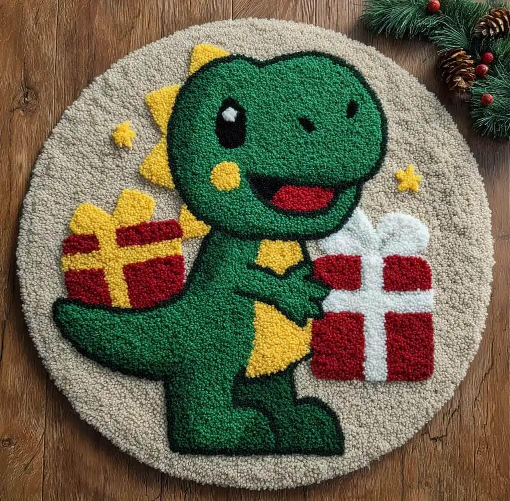 Kitquiver Latch Hook Rug Making Kit Dinosaur 50X50Cm