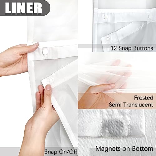 Miniatura 5 de PAOPOED Cortina de ducha de Navidad sin gancho, copos de nieve de Navidad rojos, bolas de Navidad divertidas con purpurina brillante, cortinas de