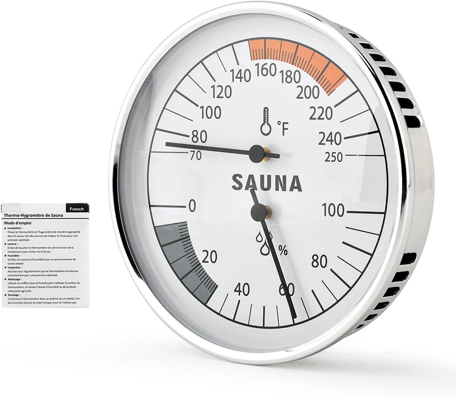 2 in 1 Sauna Thermometer Hygrometer, Hanging Sauna Temperature Gauge for Sau-na Room Indoor Humidity Temperature, Temperature Range 70-250°F, Humidity Range 0-100%