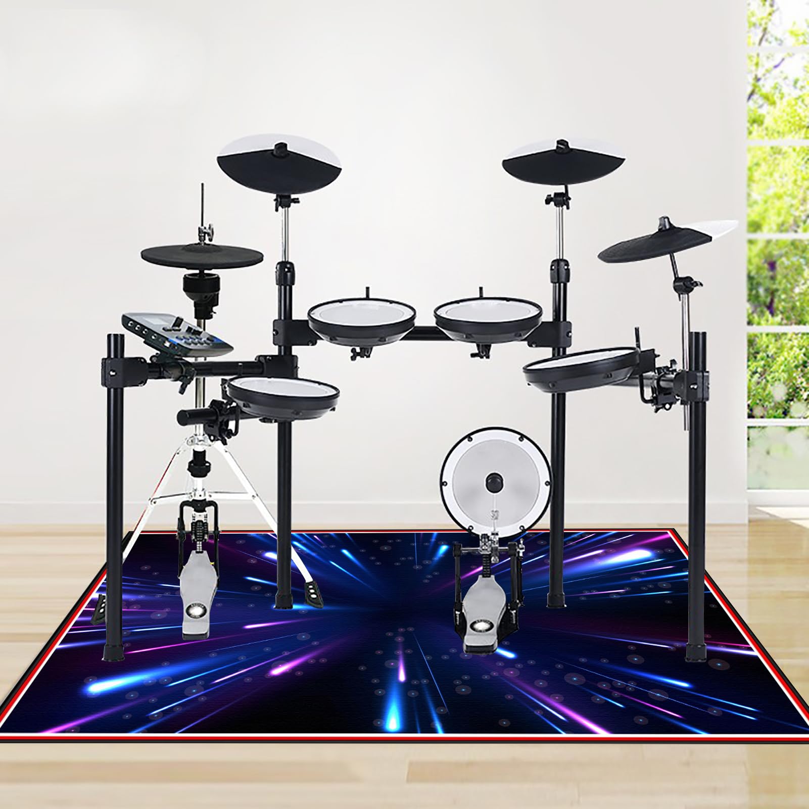 200 x 170 cm Dywan z baterią elektroniczną, maty akustyczne, dźwiękoszczelna mata, mata bębnowa do baterii akustycznych, bębna i instrumentów muzycznych, dźwiękoszczelny koc bębnowy
