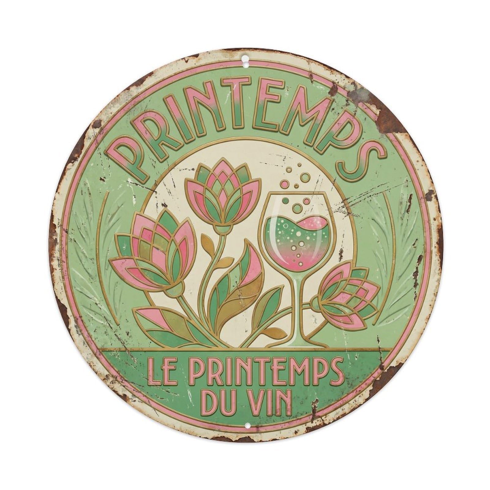 Spring Humorous Bistro Spring Vintage Metal Tin Sign Plaque Wall Decor for Cafe, Club Bar, Office, Garden Metal Poster 8x8Inch
