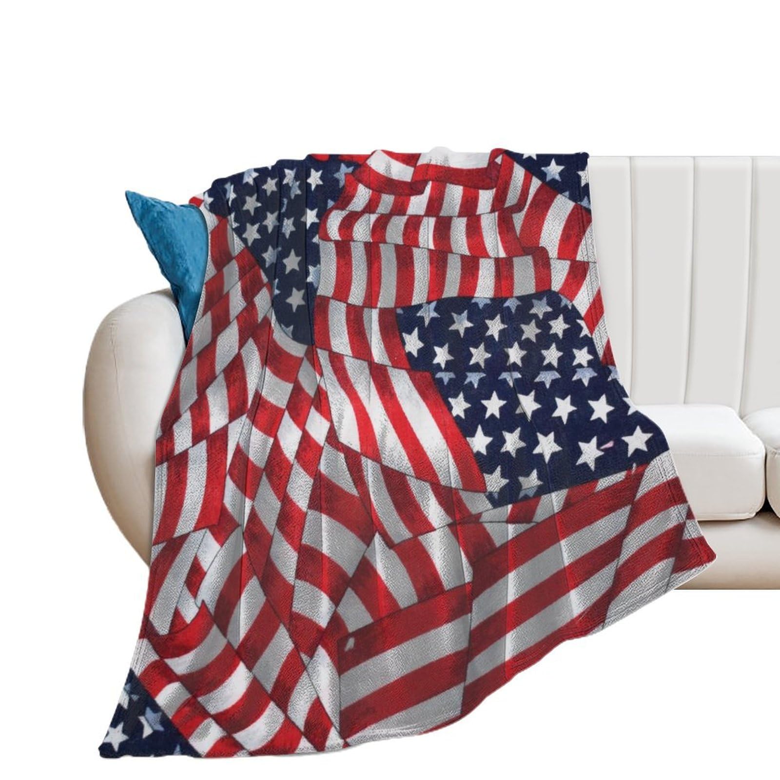 Couverture flanelle drapeau américain plaid polaire chaud jeté de canapé et grand couvre-lit