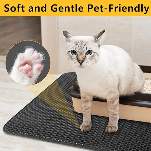 Miniatura 6 de Tapete de arena para gatos, tamaño grande, 24 x 15 pulgadas, doble capa, impermeable, orina, lavable, fácil de limpiar, menos residuos