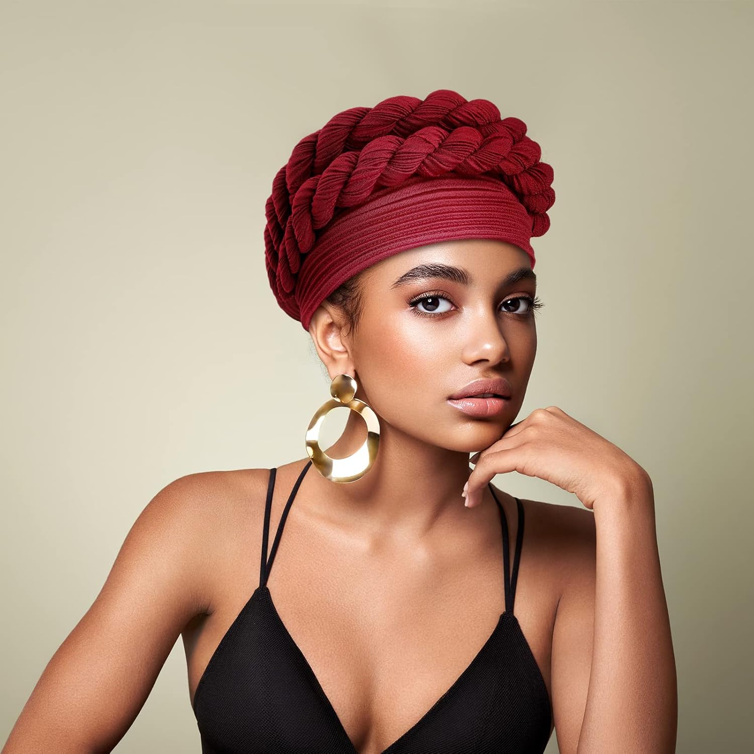 Hanaive 6 Pcs African Women Turban Caps Beanie Cancer Chemo Head Twist Headscarf Pre-Tied Twisted Braid Headwraps(Classic Colors) - Image 5