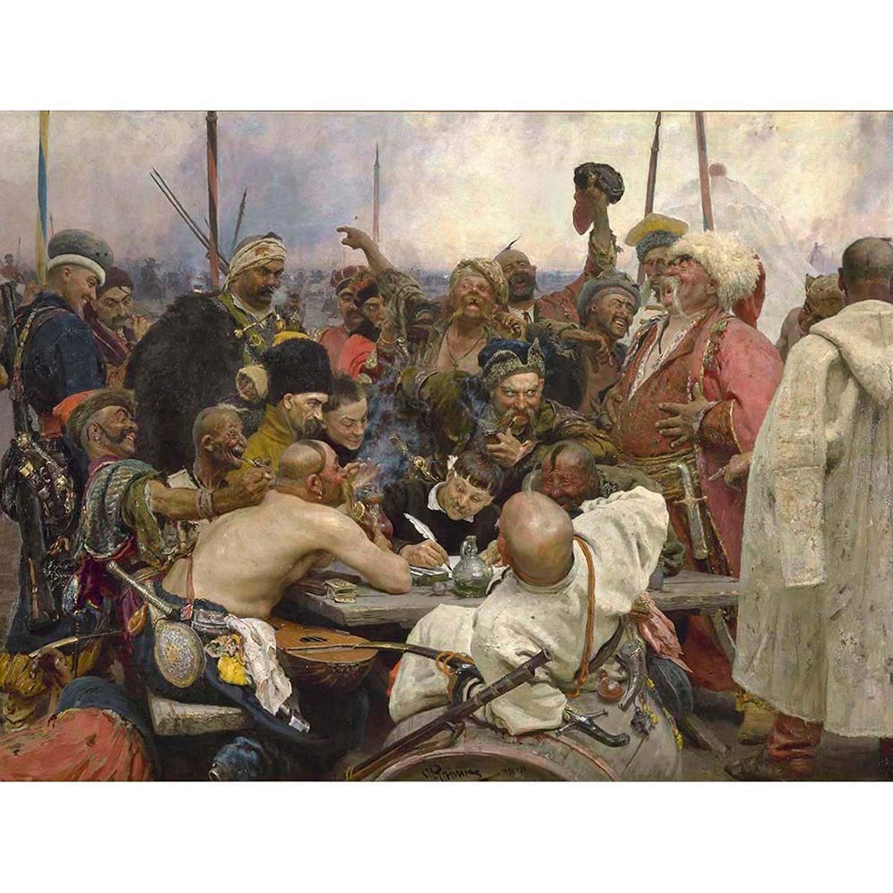 Wee Blue Coo Ilya Yefimovich Repin Cossacks Old Master Painting Art Print Poster Wall Decor 12X16 Inch
