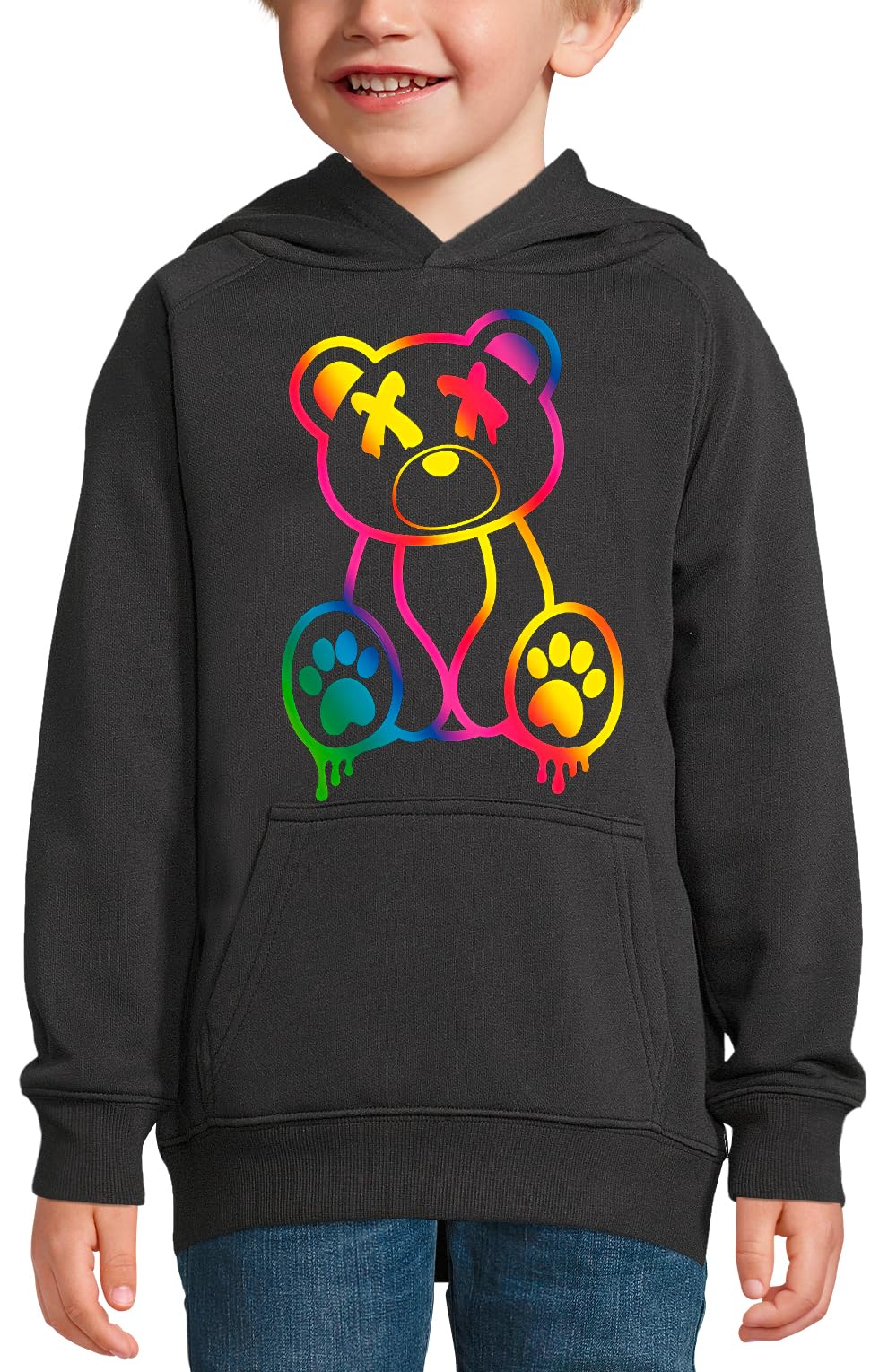 Sweat à capuche ours fluorescent enfant visible pour sécuriser les sorties - 4