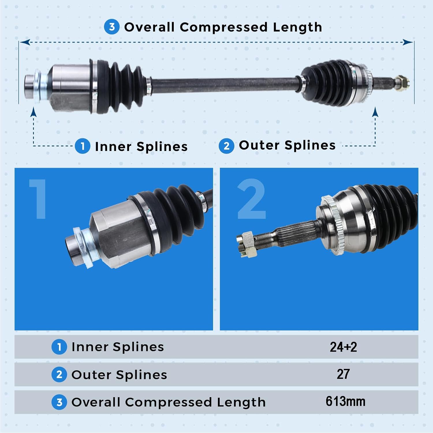 Front Left Driver Side CV Axle Half Shaft Assembly for 2004-2011 Mitsubishi Endeavor AWD