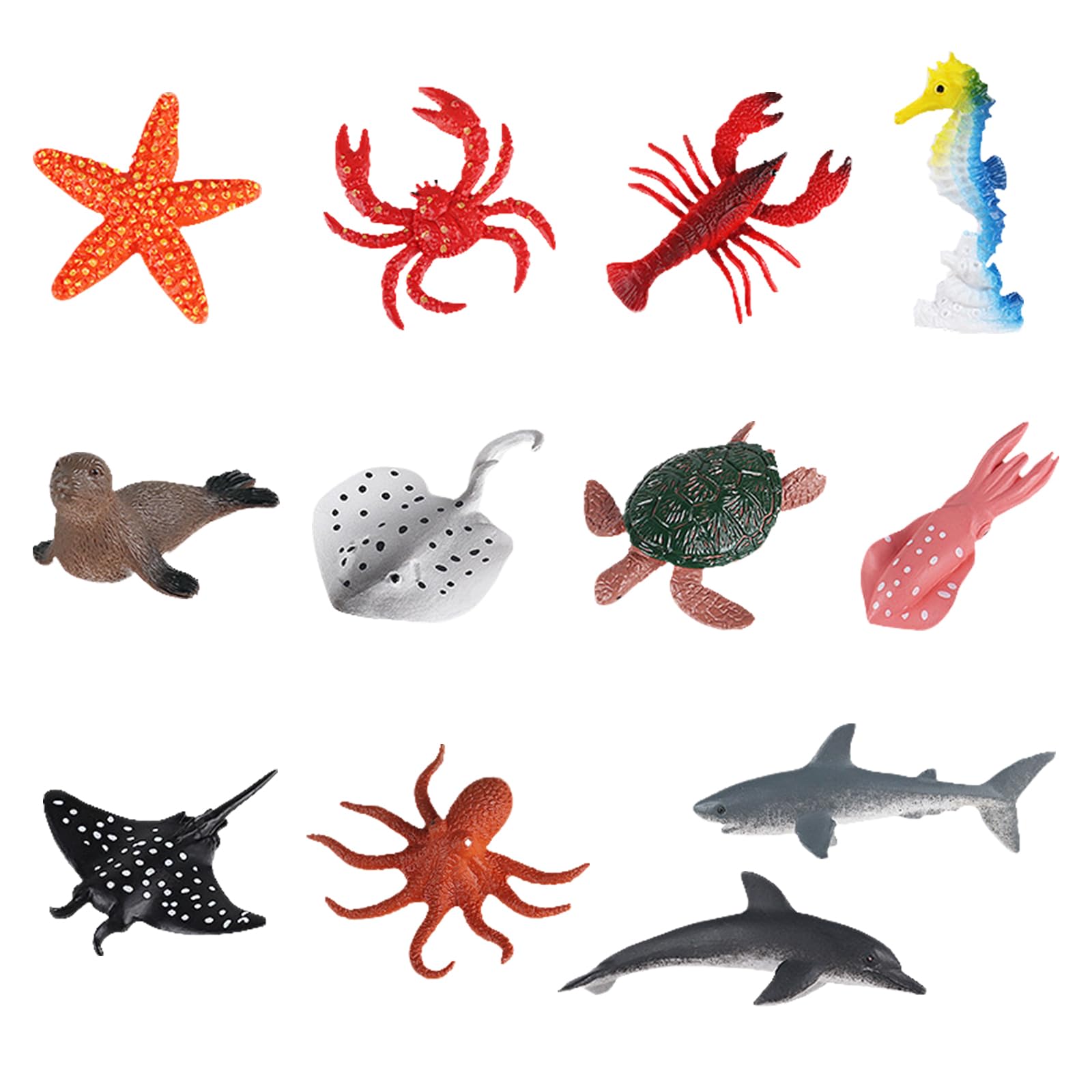 CavspkArt 12 Pcs Ocean Models, Animal Toys, Plastic Animals, 2-6cm Sea Animals Toys, Animals Toy (sea)