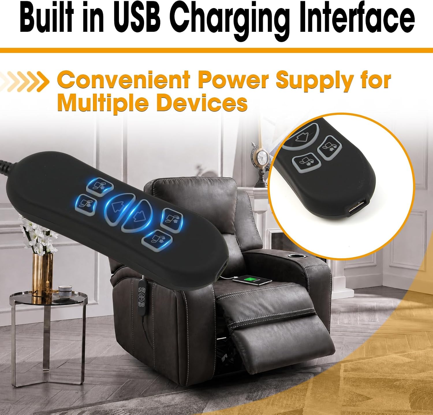 6 Button 7 Pin Lift Chair Remote Controller Replace HSW306, Simultaneous Control of Backrest and Footrest (Version A)