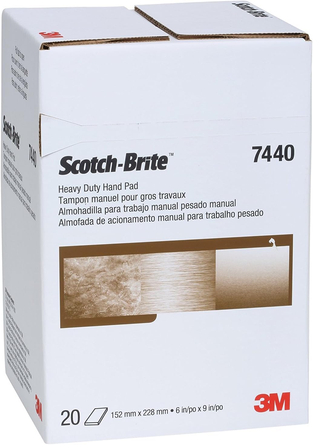 3M Scotch-Brite Heavy Duty Hand Pad 7440, 6 in x 9 in, Pack of 20, Aluminum Oxide, Hand Sanding Pad