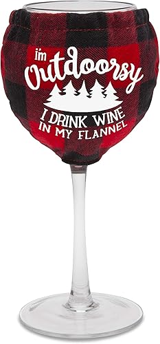 BigMouth Inc. The Flannel Shirt - Copa de vino de 14 onzas con gráficos de árbol de hoja perenne, incluye camisa de franela extraíble con frases