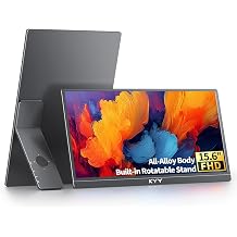KYY Portable Monitor for Laptop with Built-in Stand, 15.6'' Laptop Screen Extender 1080P FHD Monitor
