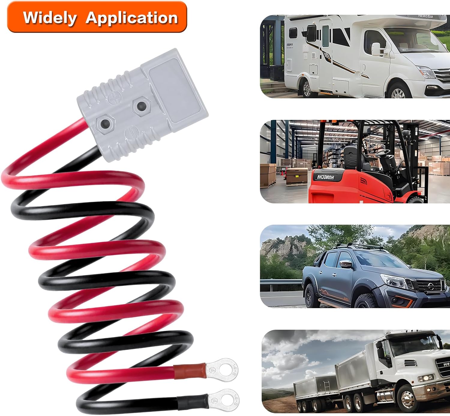 175A 600V Anderson Connector Plug with O-Ring Battery Connector Cable 6AWG 100cm (39.37 inch) Cable Battery Quick Connector Forklift Plug Wire Trailer Power Storage Harness Power Forklift