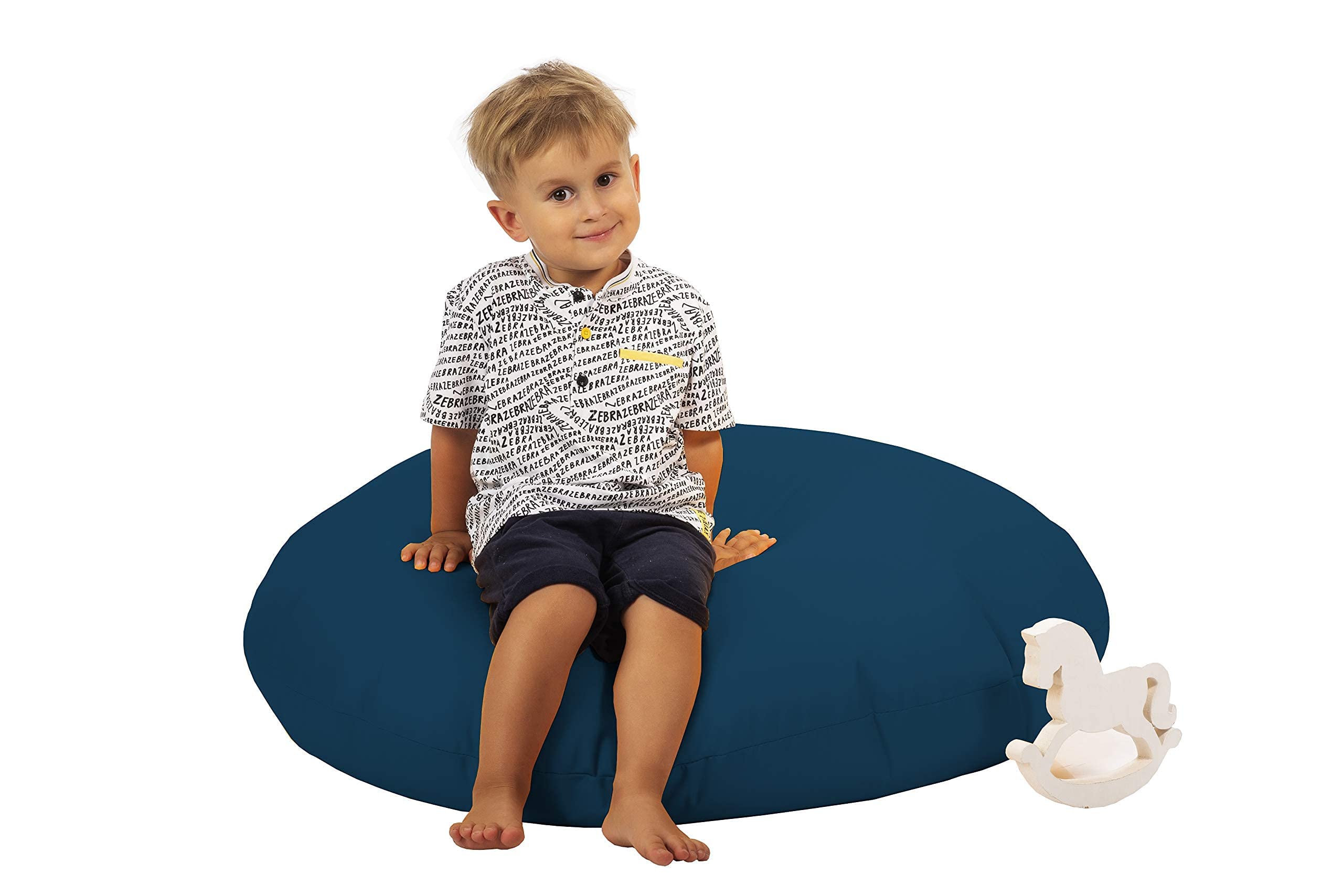 Chilly Pilley Fauteuil Pouf Coussin De Sol avec Remplissage EPS Pouf Géant Intérieur Extérieur Imperméable Multifonctionnel Bleu Foncé Ø 125 cm