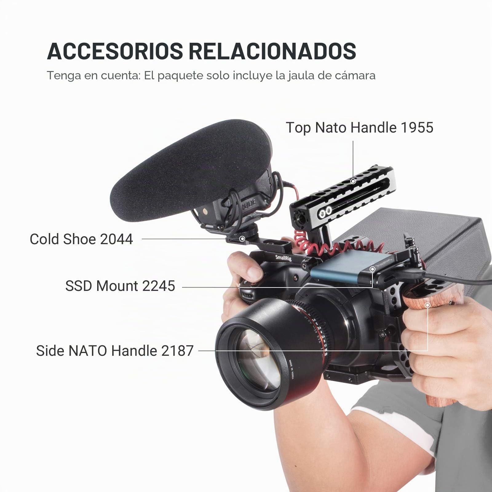 (Nueva Versión) SMALLRIG Cage Compatible para BMPCC 4K, 6K, Jaula de Cámara para Blackmagic Pocket Cinema Camera 4K con Mecanismo Anti-Giro y Puntos de Montaje - 2203B