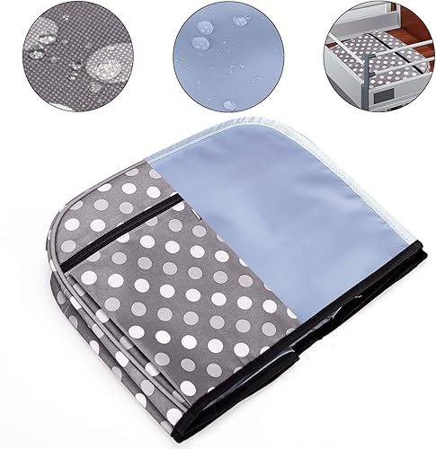 Vista 4 de Luxja Cubierta antipolvo compatible con Ninja Foodi Grill (AG301, AG302, AG400), funda con bolsillos de almacenamiento, puntos grises