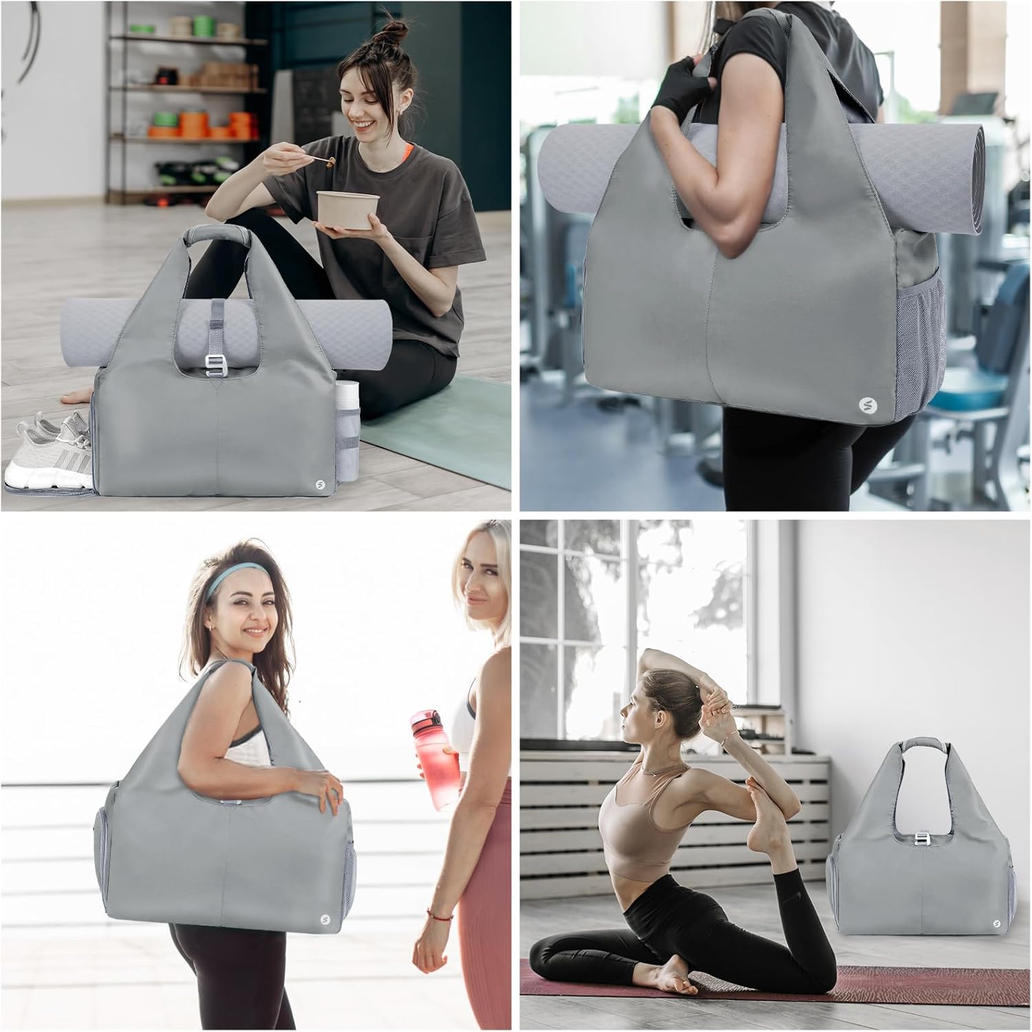 sportsnew Yoga Gym Bags for Women with Shoes Compartment & Wet Dry Storage Pockets & Adjustable Yoga Mat Holder, Patent Pending - Image 6