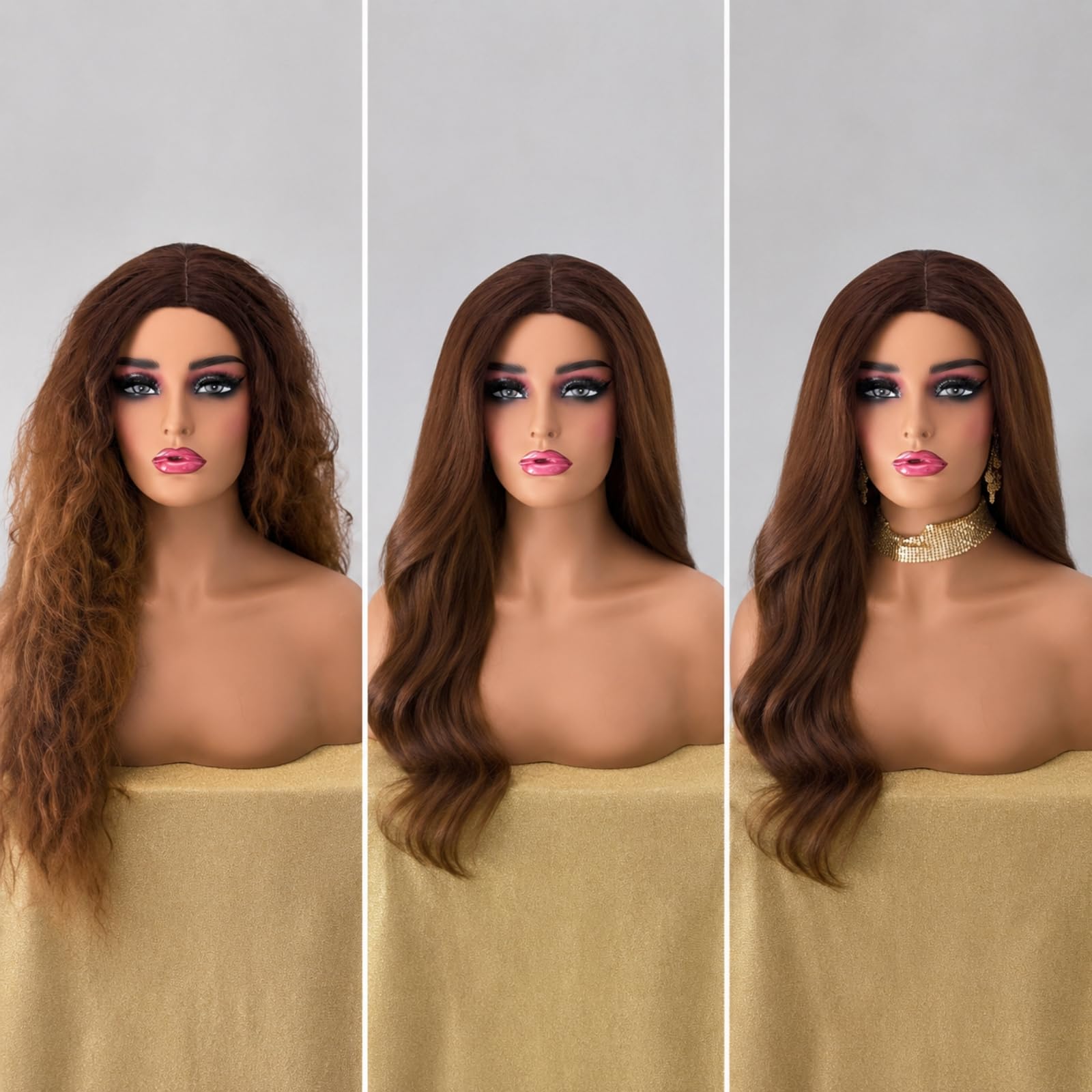 Qianly Testa di Manichino Femminile Realistica lineamento Facciale Definito, perficie Liscia in PVC, Busto Espositivo per Accessori per Capelli