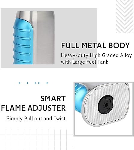 Miniatura 4 de Encendedor de antorcha, Quad 4 Jet Flame a prueba de viento, encendedor de butano con bloqueo de seguridad, encendedor recargable ajustable para