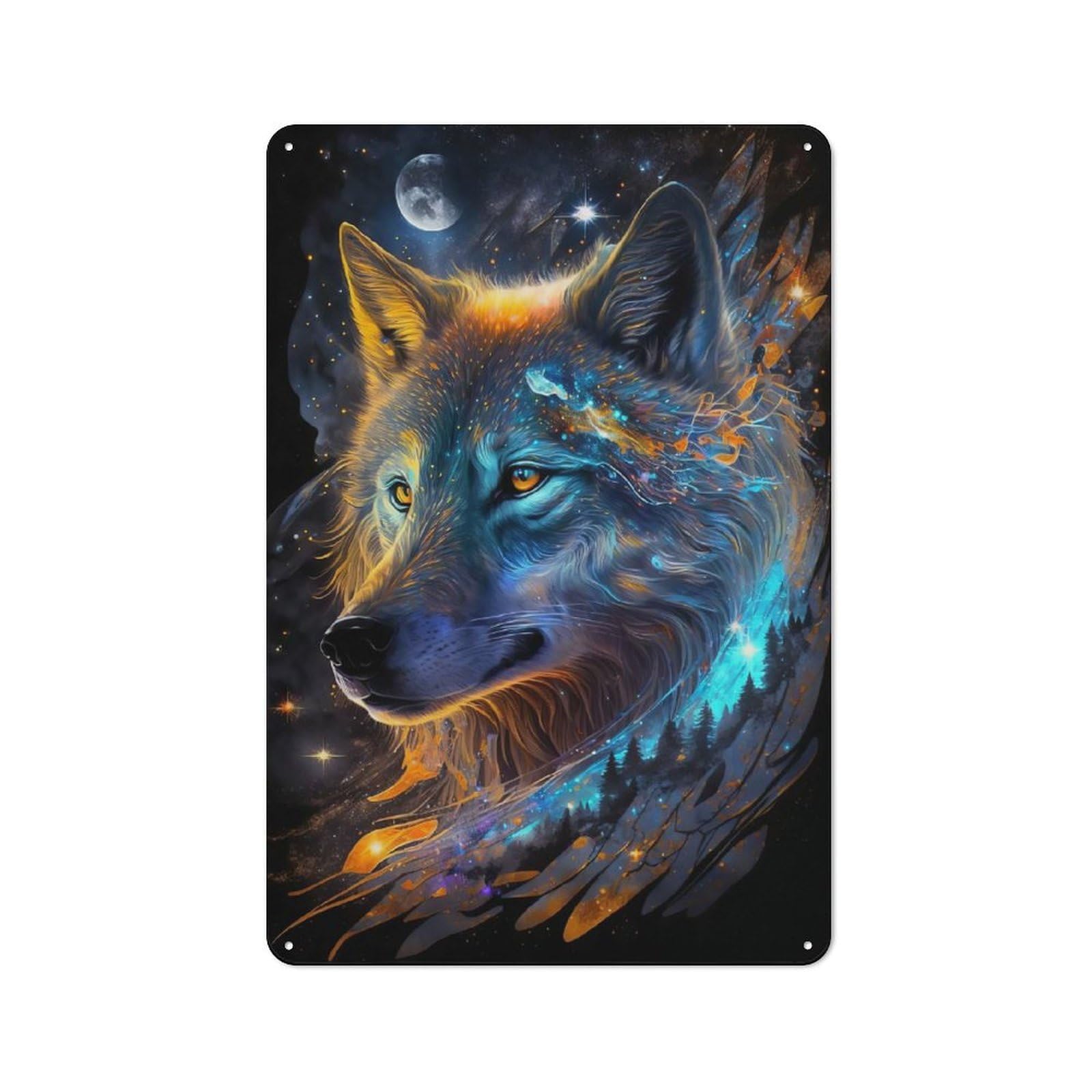 Creative Nebula Wolf V5 Office Metal Sign 30x20cm, Office Wall Decor for Hobby Room, Office, Lounge Or Living Room