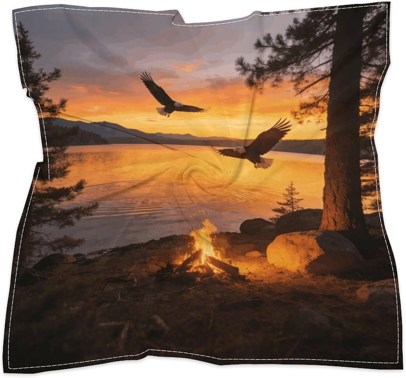 Lake Sunset Multi-purpose Bandana Print Square Scarf