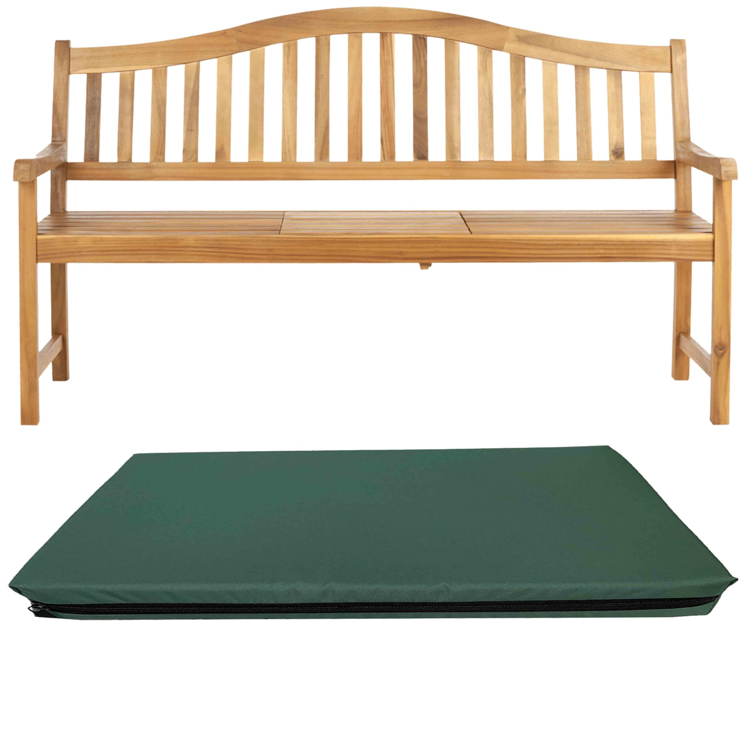 GRIZZLY FOAM Waterproof 1 2 3-Seater Indoor/Outdoor Bench Pad Seat Cushion Garden Furniture Comfortable with Removable Cover Ask for Any Customized Size (Bottle Green, 15x45x2inch 38x114x5cm) โ image 1